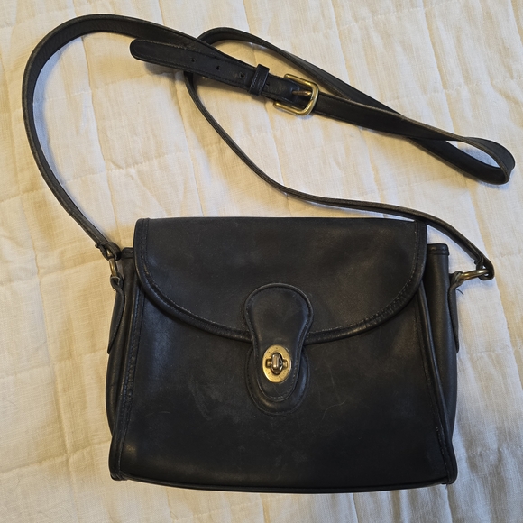 Coach Handbags - Coach Black vintage Leather Crossbody Bag vintage great physical shape